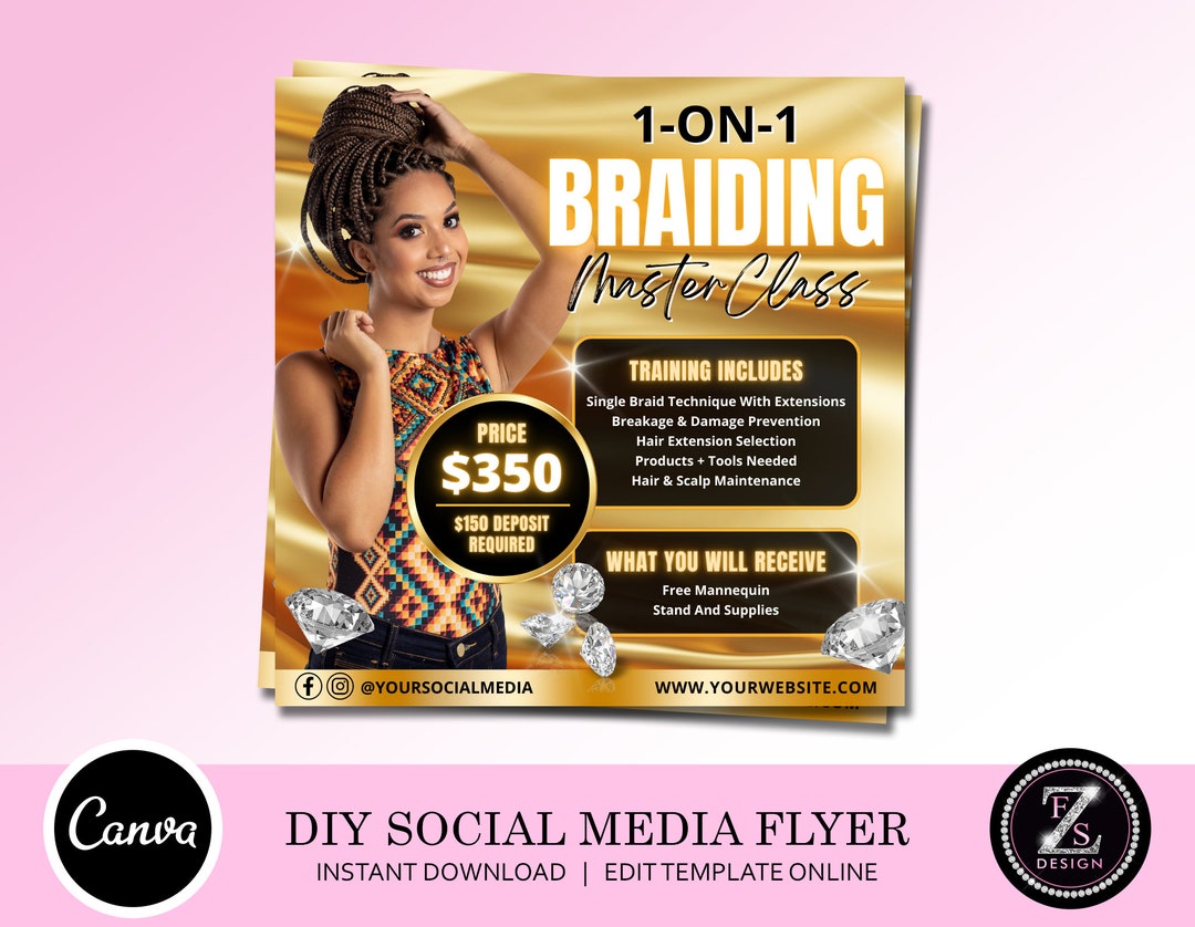 Braid Class Flyer DIY Hair Flyer Braiding Training Flyer Etsy