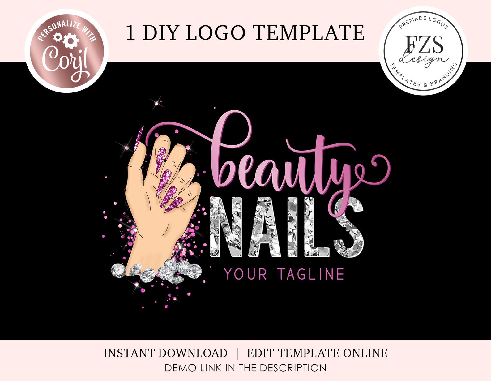 Nails logo design beauty logo nail artist logo diy logo Etsy