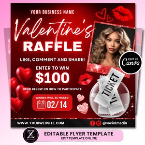 Valentines Day Raffle Giveaway Flyer, DIY Valentines Flyer, Giveaway ...