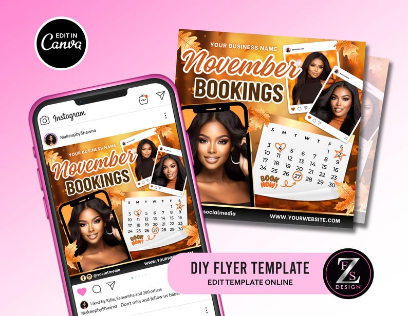 November Bookings Flyer, Book Now Flyer, November Appointment Flyer