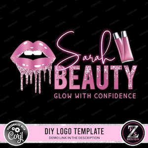Beauty Logo Lipgloss Logo Maskenbildner Lippen Logo Diy Logo Lipgloss Logo