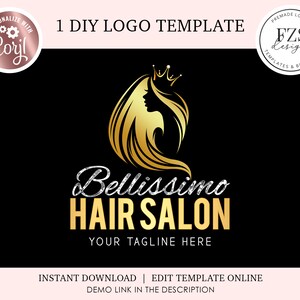 Hair Logo Design Beauty Salon Logo Diy Logo Hair Extensions - Etsy