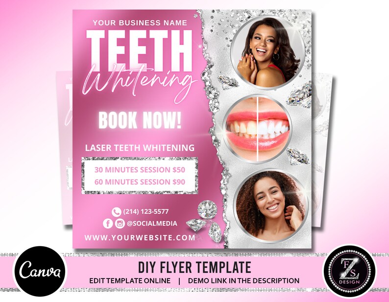 Teeth Whitening Dental Flyer DIY Appointments Social Media Etsy