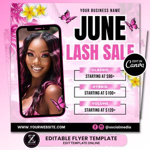 June Lash Sale Flyer, DIY Lash Extensions Flyer, Lash Deals Flyer, Beauty Lash Flyer, June Lashes Flyer, Summer Season Flyer Template