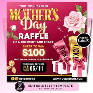 Muttertag Raffle Giveaway Flyer, DIY Mai Flyer, Giveaway Flyer, Raffle Flyer, Raffle Ticket Flyer, Mai Giveaway Flyer