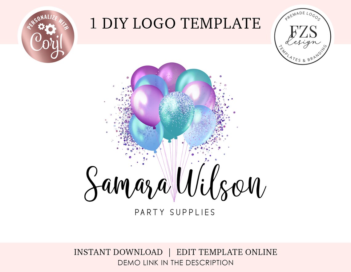 Party Decor Logo Balloons Logo Party Supplies Logo Events Logo Etsy