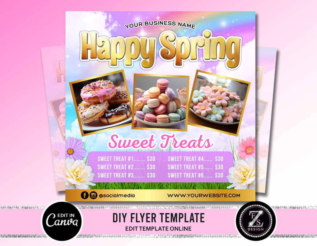 Spring Bake Sale Flyer, Bakery Flyer, Spring Sweet Treats Flyer, Spring ...