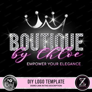 Design de logotipo DIY Boutique logotipo da coroa logotipo do estilo da moda logotipo do diamante logotipo da loja on-line logotipo da beleza logotipo da loja do instagram