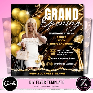 Grand Opening Flyer, DIY Celebration Flyer, Event Party Flyer, Launch Flyer, Instagram Beauty Hair Nails Lash Boutique Flyer Canva Template