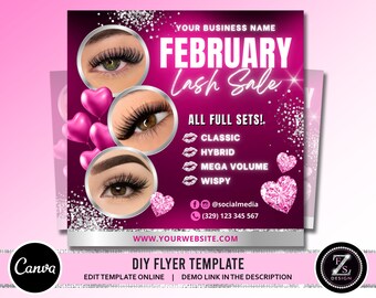 February Lash Sale Flyer, V-Day Flyer, DIY Lash Extensions Flyer, Beauty Lash Deals Flyer, Lash Flyer, Valentines Lashes Flyer Template