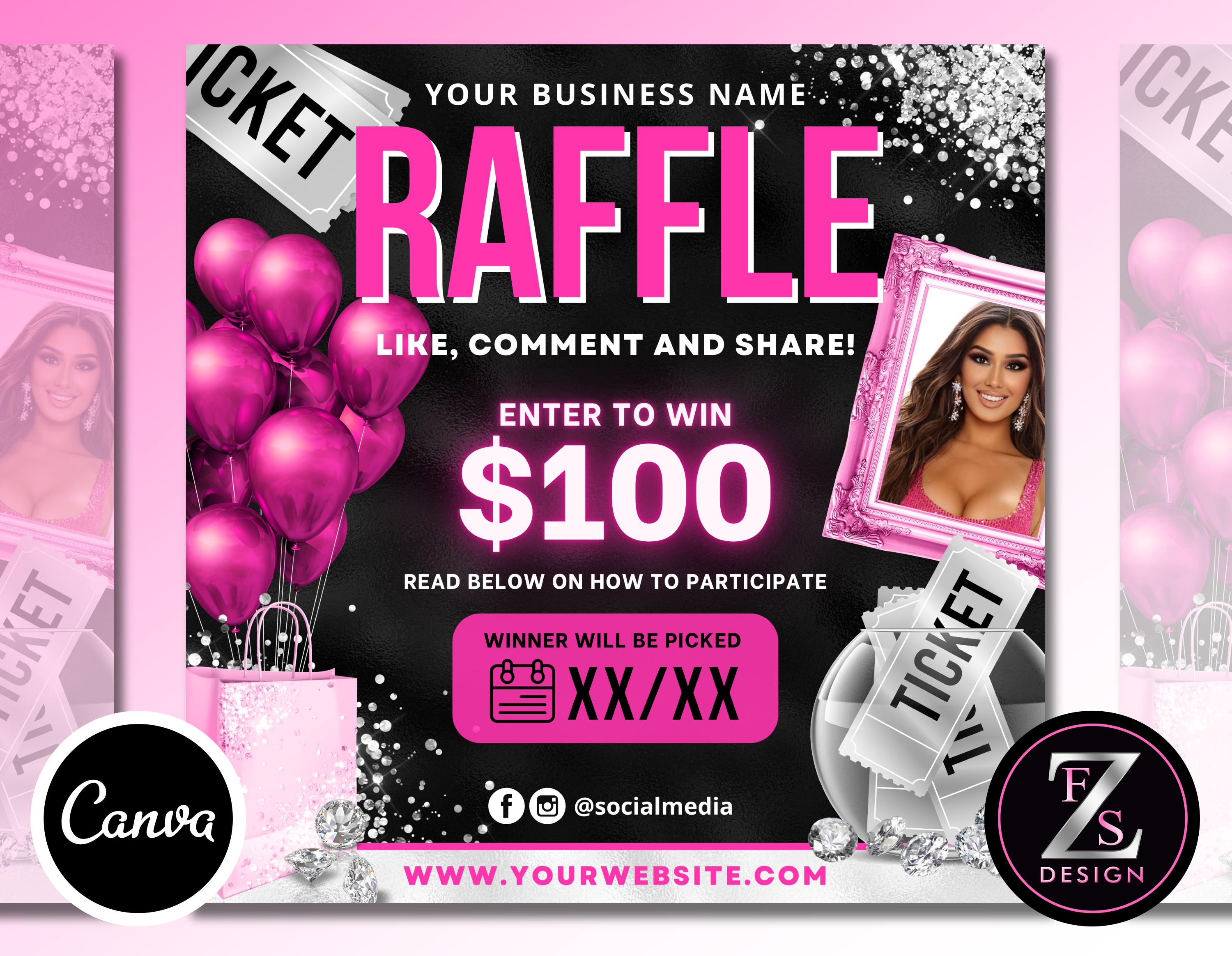 Beauty Raffle Raffle Flyer, DIY Giveaway Flyer, Raffle Ticket Flyer, Prize Flyer ...