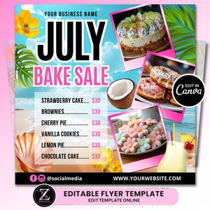 July Bakery Flyer, Sweet Treats Flyer, Summer Flyer, July Dessert Flyer, Bake Shop Flyer, Pastry Flyer, Bake Sale Flyer
