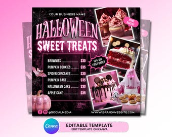Halloween Bake Sale Flyer, Bakery Flyer, October Sweet Treats Flyer, Dessert Flyer, Bake Shop Flyer, Halloween Pastry Flyer, Cake Flyer
