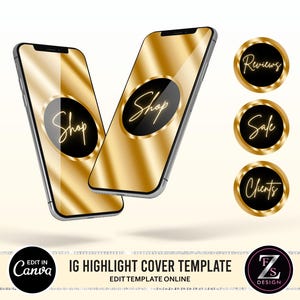 DIY Instagram Highlight Cover Template, beauty instagram cover, gold instagram template , canva Instagram cover template, social media