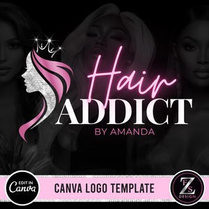 Hair logo design, beauty salon logo, crown logo, hair stylist logo, hair extensions logo, hair salon logo template