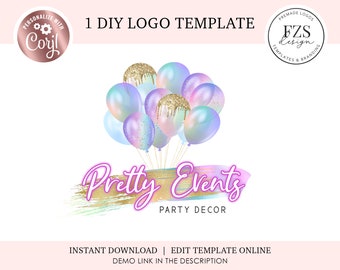 Party decor logo balloons logo events logo diy logo holographic logo party planner logo party supplies logo