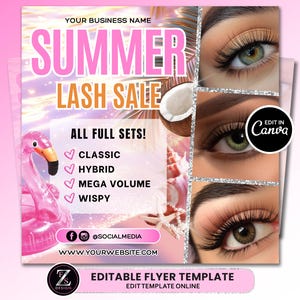 Summer Lash Sale Flyer, Lash Deals Flyer, DIY Lash Extensions Flyer, Beauty Lash Flyer, Summer Lashes Flyer Template, July Lashes Flyer