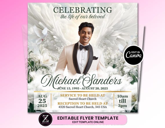 Memorial Funeral Announcement Flyer, Rest in Peace Flyer, Celebration of Life Flyer, Funeral Flyer Template