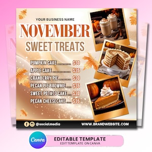Kuchenverkauf im November, Bäckerei-Flyer, Süßigkeiten-Flyer im November, Dessert-Flyer, Konditorei-Flyer, Kuchen-Flyer