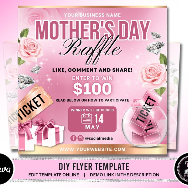 Mothers Day Raffle Giveaway Flyer, DIY May Flyer, Giveaway Flyer, Raffle Flyer, Raffle Ticket Flyer, May Giveaway Flyer