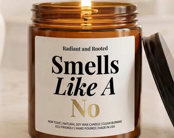 Candela di soia "Smells Like A No Witty Boundaries", candela in barattolo divertente per la cura di sé e l'empowerment, candela profumata senza profumo a combustione pulita, decorazione femminile
