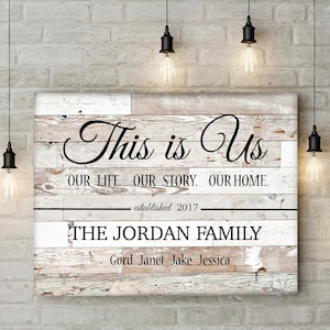 Family Sign  - Canvas Wall Art - Family Established Sign - This is us - Farmhouse Sign - Entryway Sign - Canvas Print