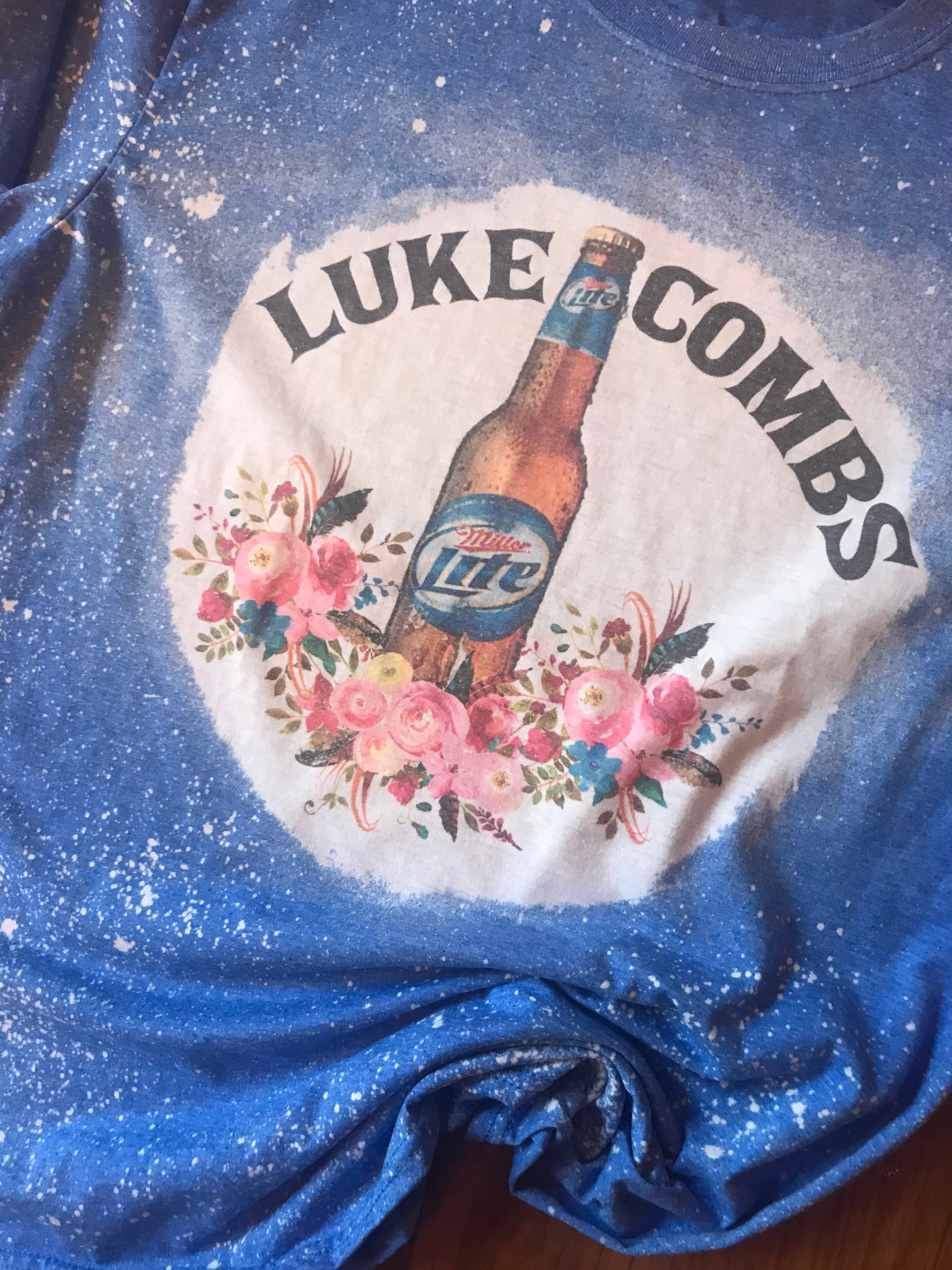 Luke Combs Floral Miller Lite Bleached Sublimation T Shirt | Etsy