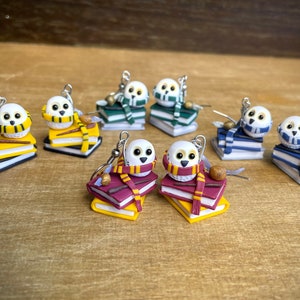 Tiny Owl Book Polymer Clay Statement Earrings