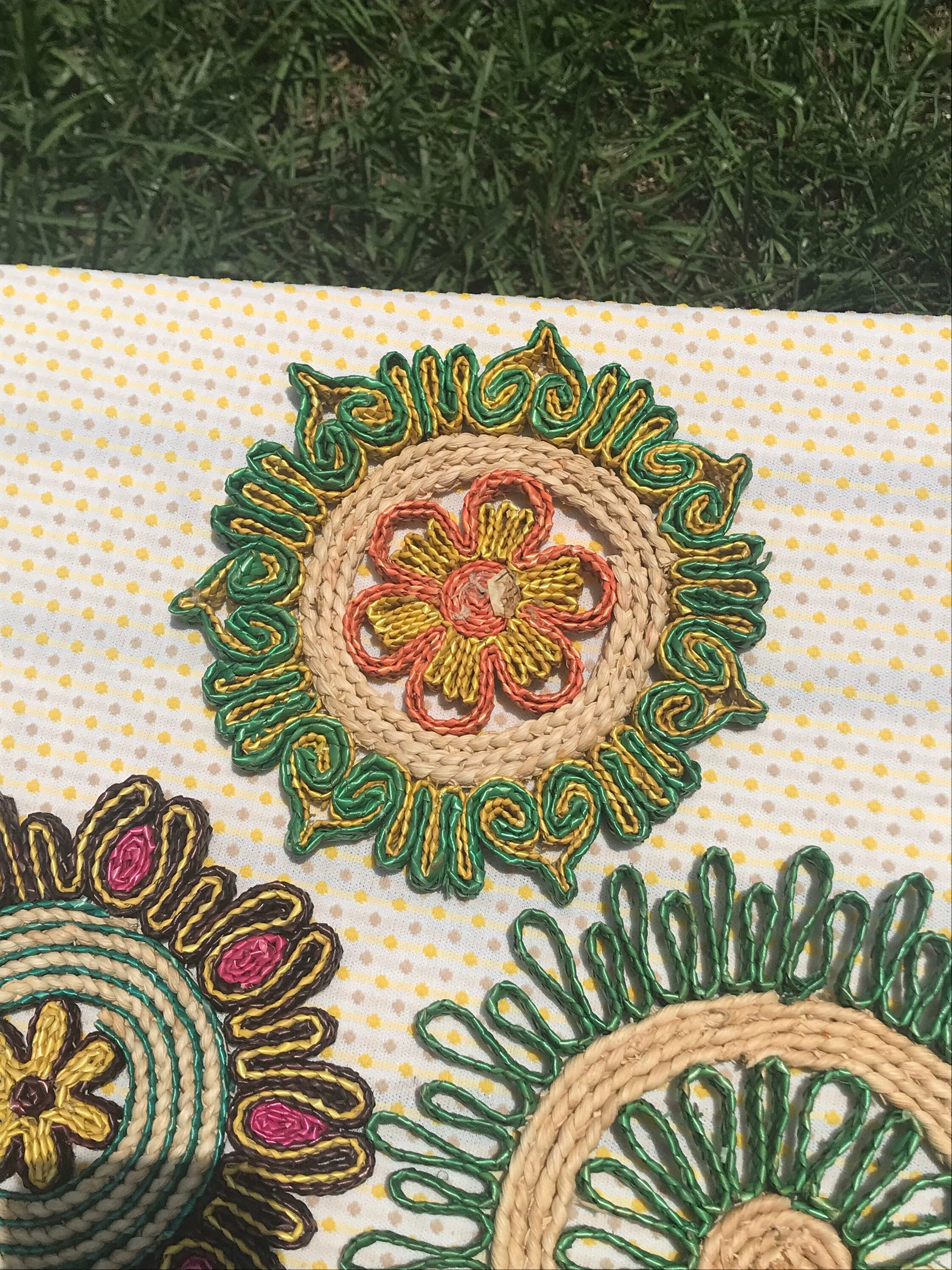 Set of 3 Vintage Woven Trivets Etsy