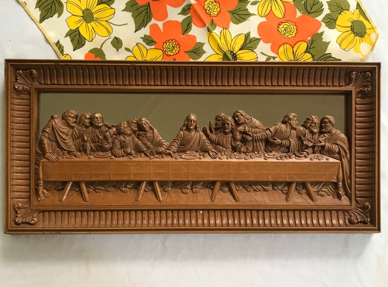 Last Supper / Wood Look w Mirror | Etsy