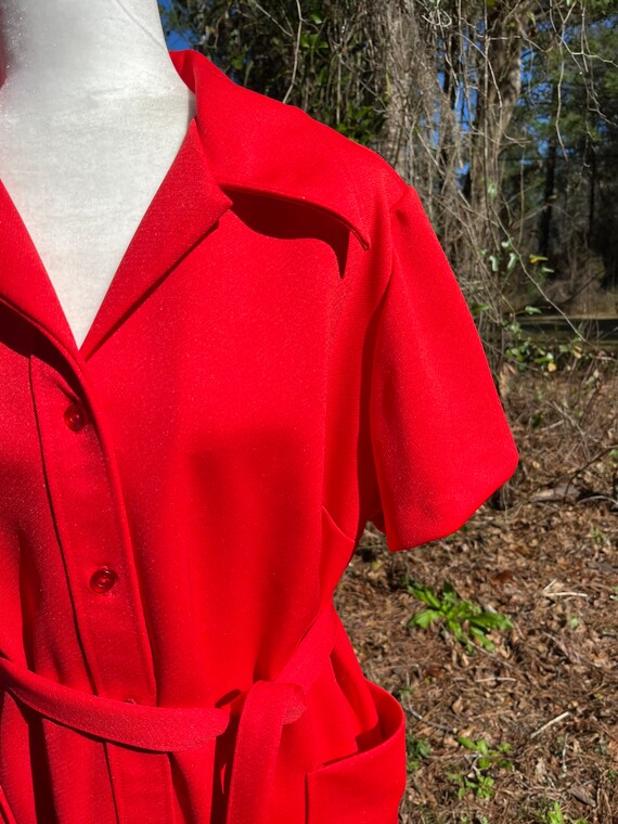 60’s / 70’s Candy Apple Red Buttondown with Amazi… - image 2