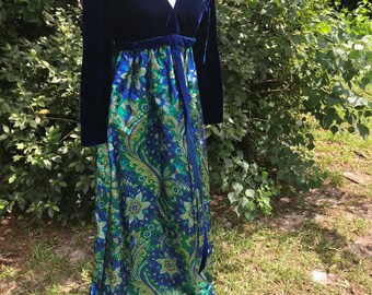 1960’s / 1970’s Vintage Gown / Blue Velvet