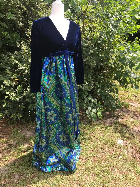 1960’s / 1970’s Vintage Gown / Blue Velvet