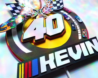Birthday Cake Topper | Race Car | Light Up Shaker Topper | Add Options Available