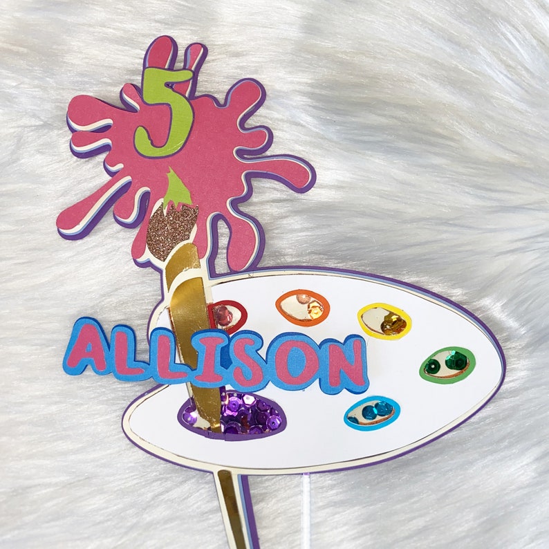 Art Party Painting Art Splat Art Party Cake Topper Art Birthday Decorations Paint Pallet Rainbow Party Decorations
