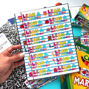 Back to School Supplies Name Label |  Daycare Stickers | Personalized | Custom