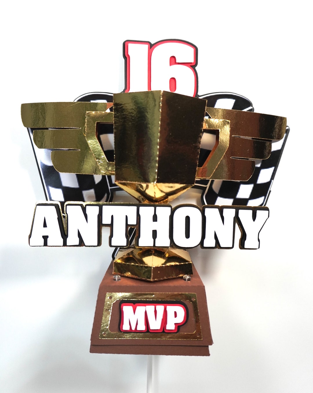 Birthday Cake Topper Trophy Piston Cup Light up Topper Etsy