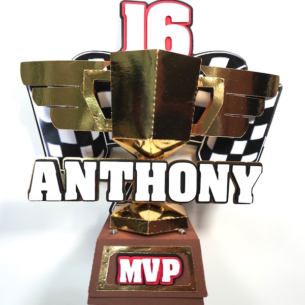 Birthday Cake Topper | Trophy - Piston Cup | Light Up Topper