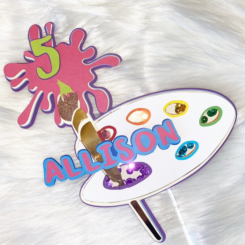 Art Party Painting Art Splat Art Party Cake Topper Art Birthday Decorations Paint Pallet Rainbow Party Decorations