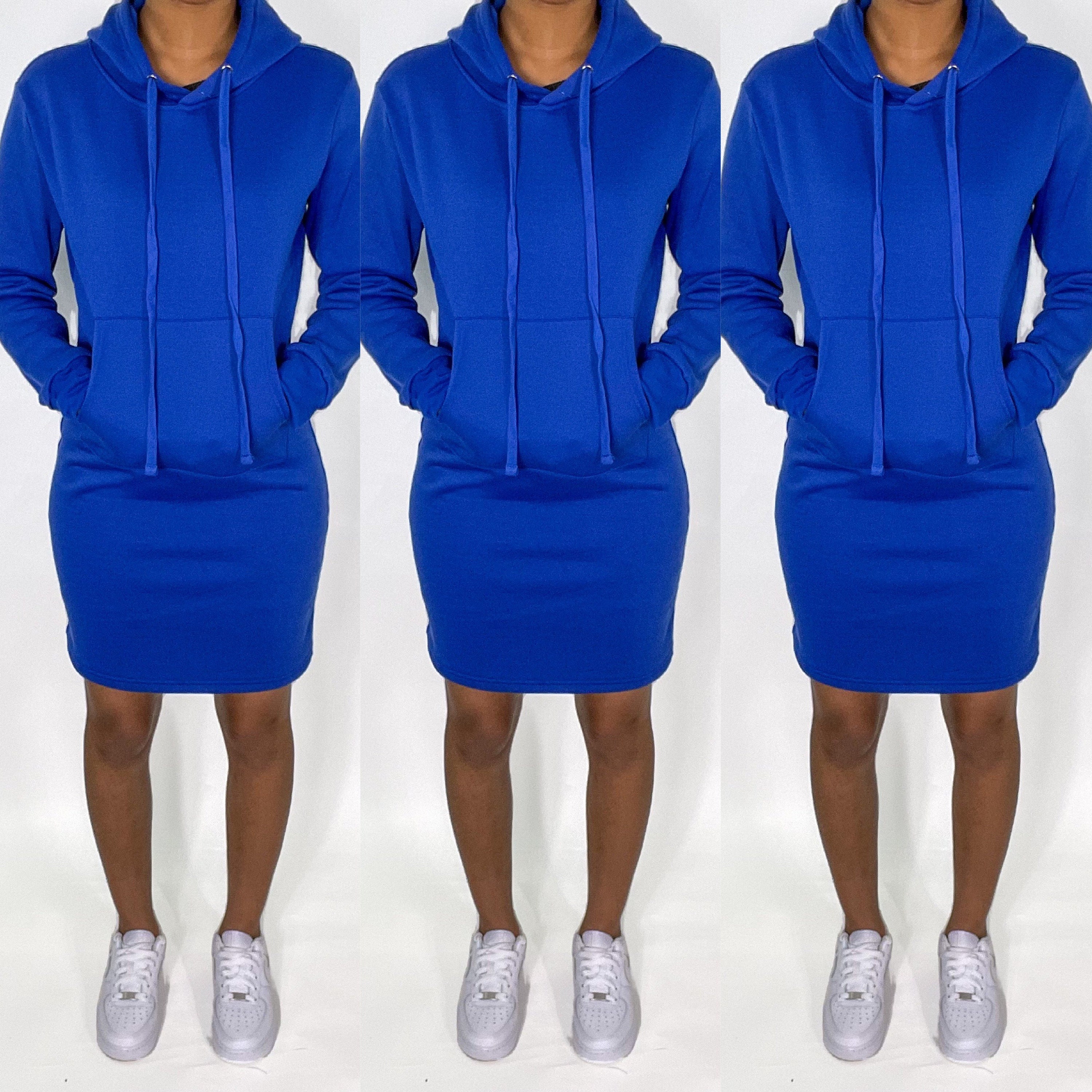 Royal Blue Hoodie Dress - Etsy New Zealand