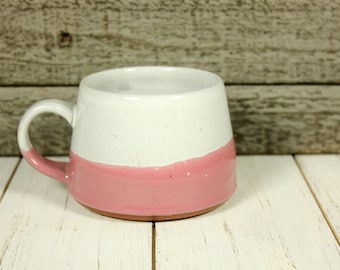 White and Pink Stoneware Mug