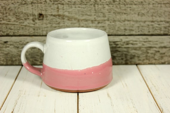 White and Pink Stoneware Mug