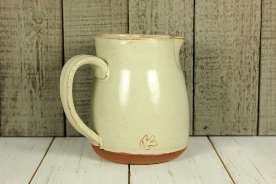 Warm White Stoneware Pitcher