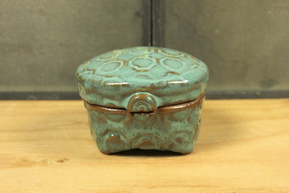 Blue Green Rustic Stoneware Match Box