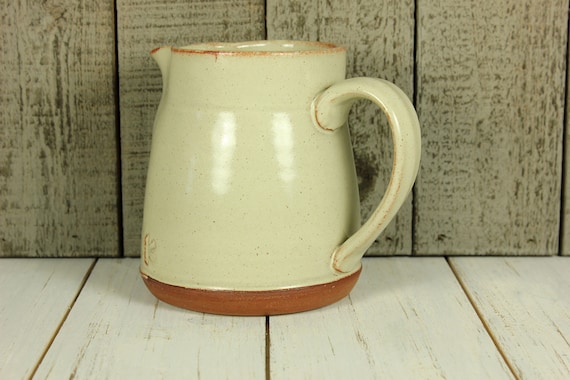 Warm White Stoneware Pitcher