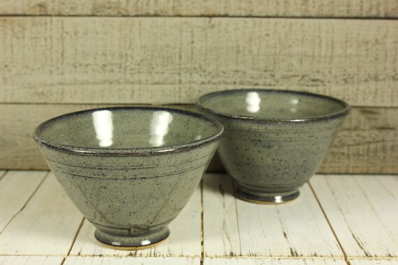 Small Charcoal Gray Stoneware Bowl Set