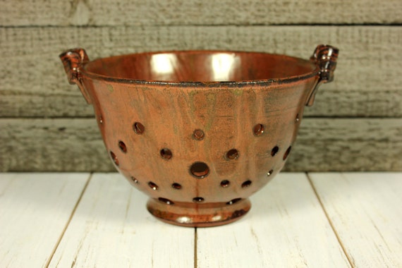 Red Stoneware Colander
