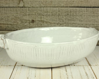 Large White Oval Serving Bowl