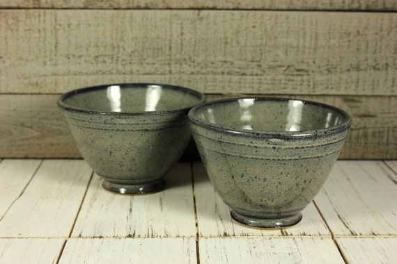 Small Charcoal Gray Stoneware Bowl Set