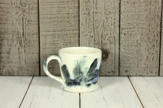 Black and Blue Abstract Porcelain Espresso Cup